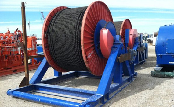 wire rope spooler, wire rope spooling machine, wire rope spooling, winch cable  spooling device, spooling rope, rope spooling machine, drill line change